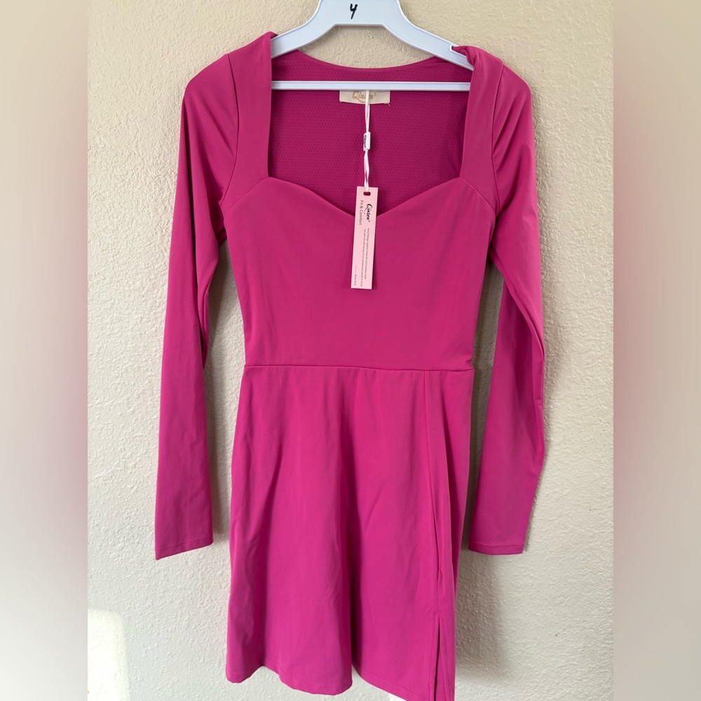 Chic Fuchsia Long Sleeve Dress